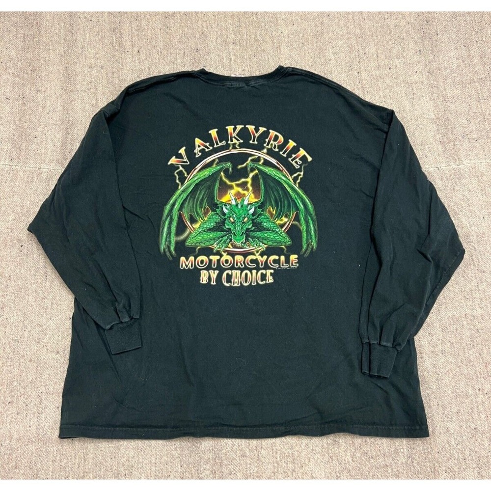 Vintage Valkyrie Motorcycle Shirt Mens 3XL Black 2000s Long Sleeve‎